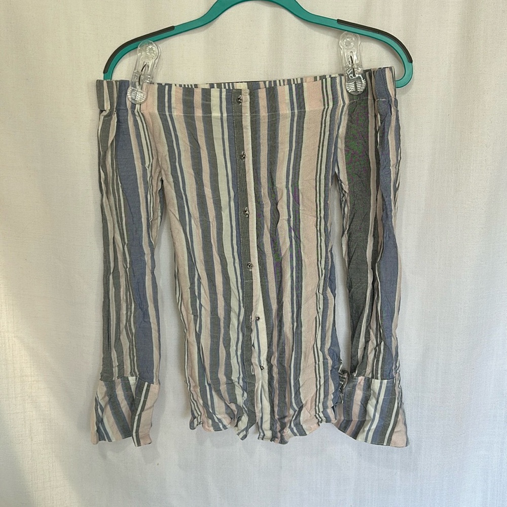 Love fire off the shoulder striped top